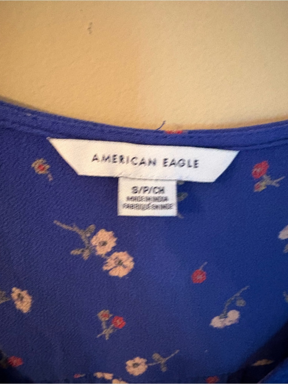 American Eagle Floral V-Neck Mini Dress - Royal Blue Ditsy Print - Picture 3 of 11